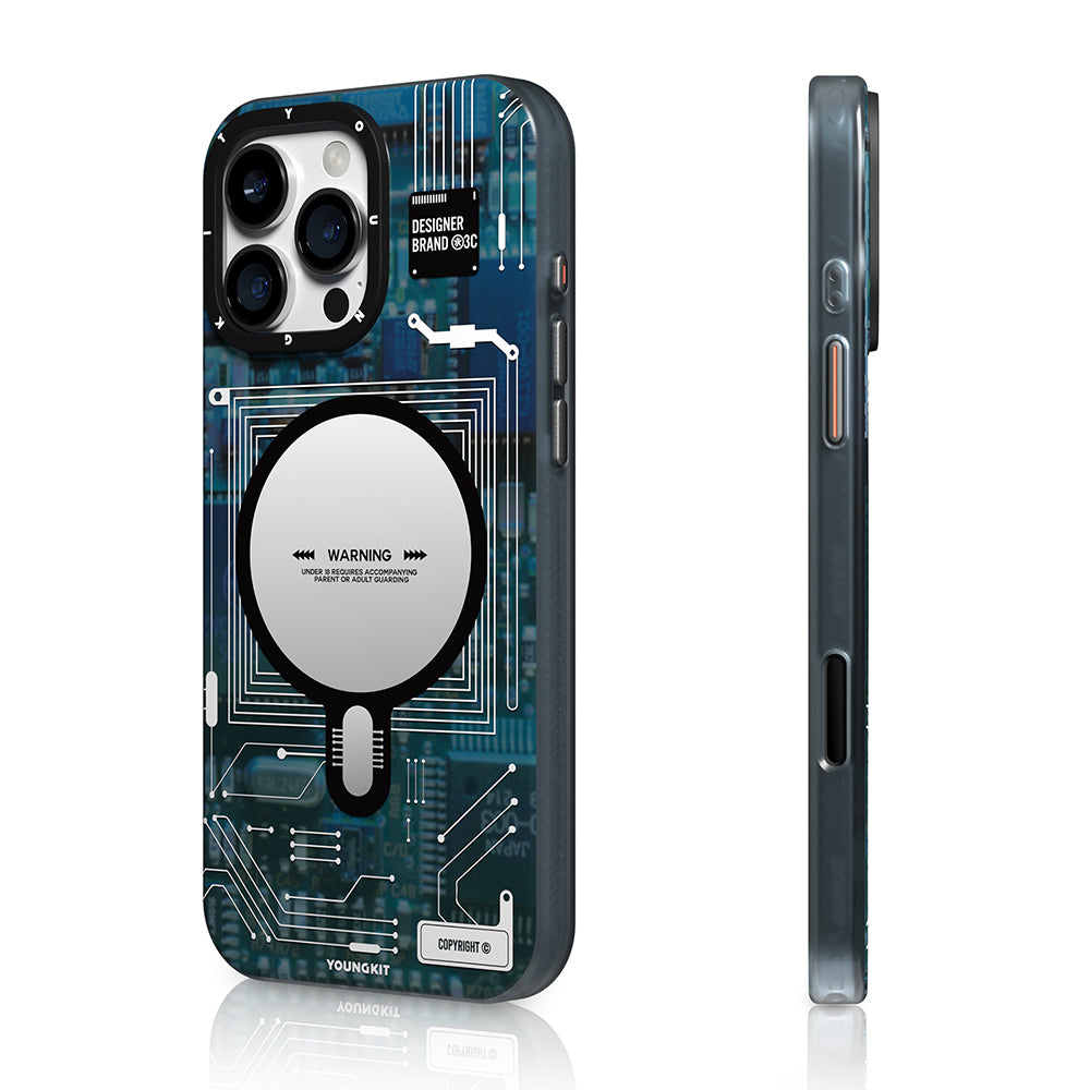 Apple iPhone 16 Pro Max Kılıf Magsafe Şarj Özellikli Kamera Denetim Butonlu Youngkit Technology Serisi Kapak Gri