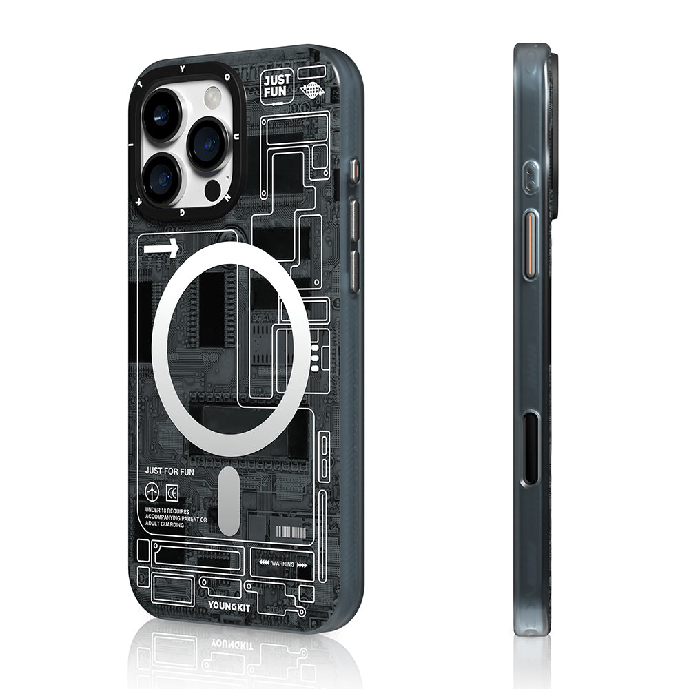 Apple iPhone 16 Pro Max Kılıf Magsafe Şarj Özellikli Kamera Denetim Butonlu Youngkit Technology Serisi Kapak Mavi