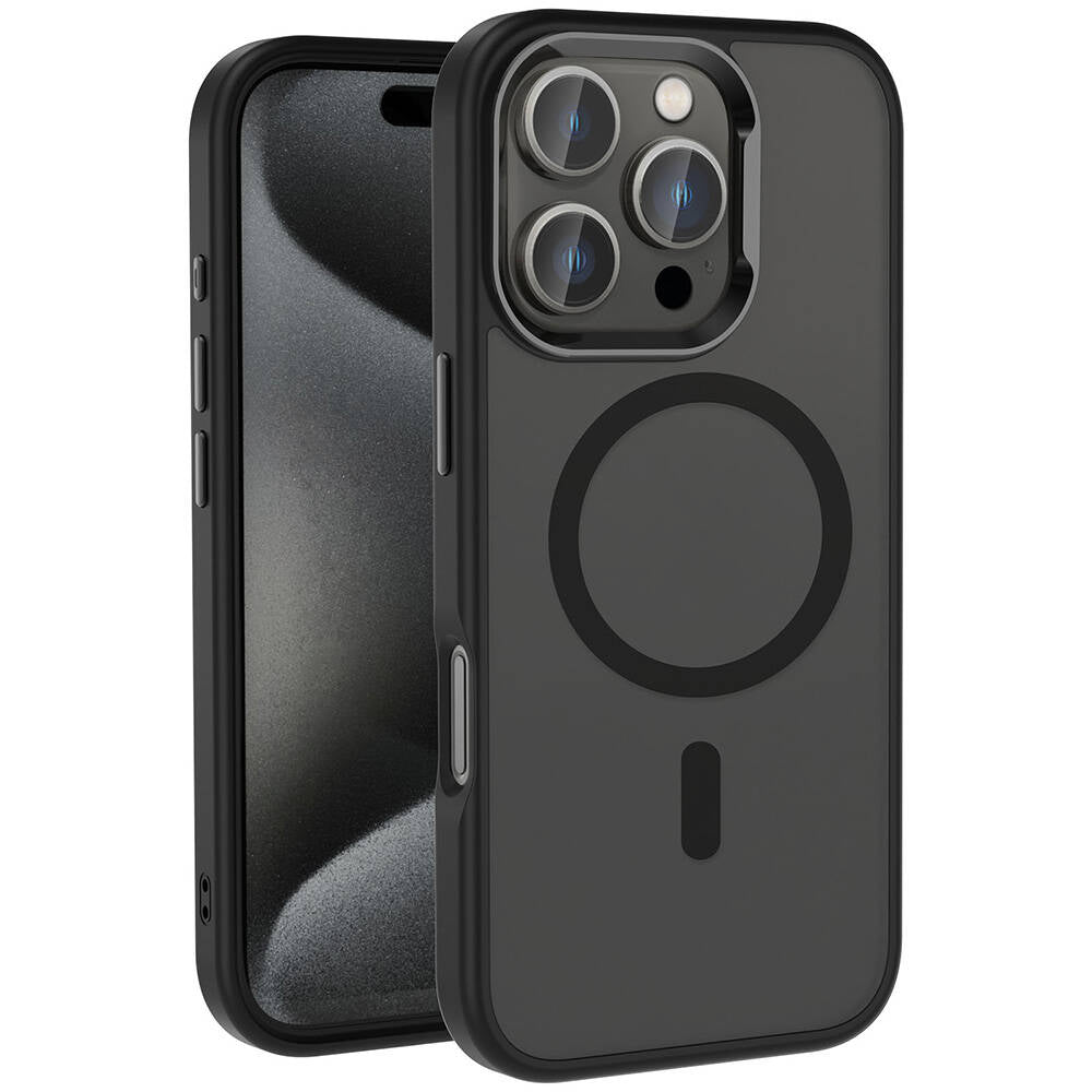 Magsafe Şarj Özellikli Parlak Kamera Çerçeveli Zore Kost Siyah Kapak - enzaksesuar