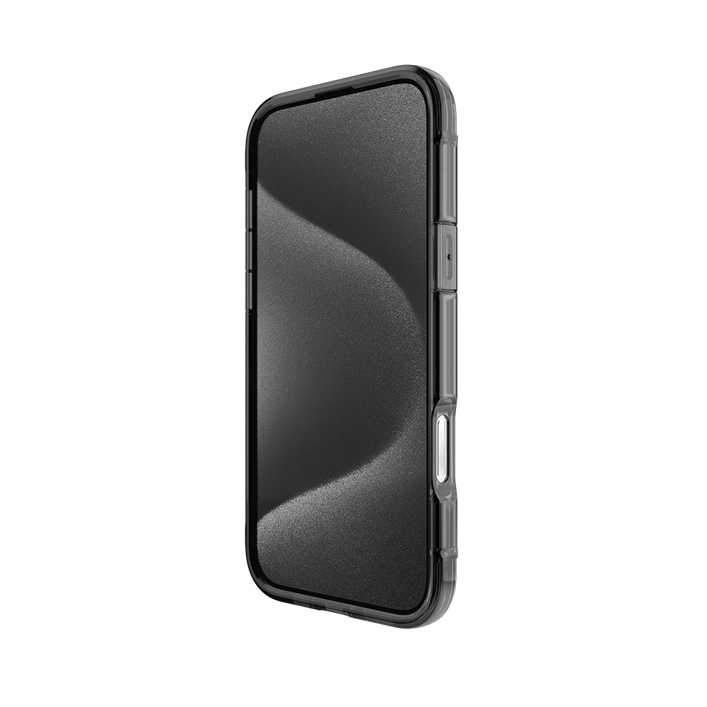 iPhone 16 Pro Max Kılıf Magsafe Şarj Özellikli Raptic Air Serisi Airbag Tasarımlı Metal Köşelikli Şeffaf Kılıf Siyah