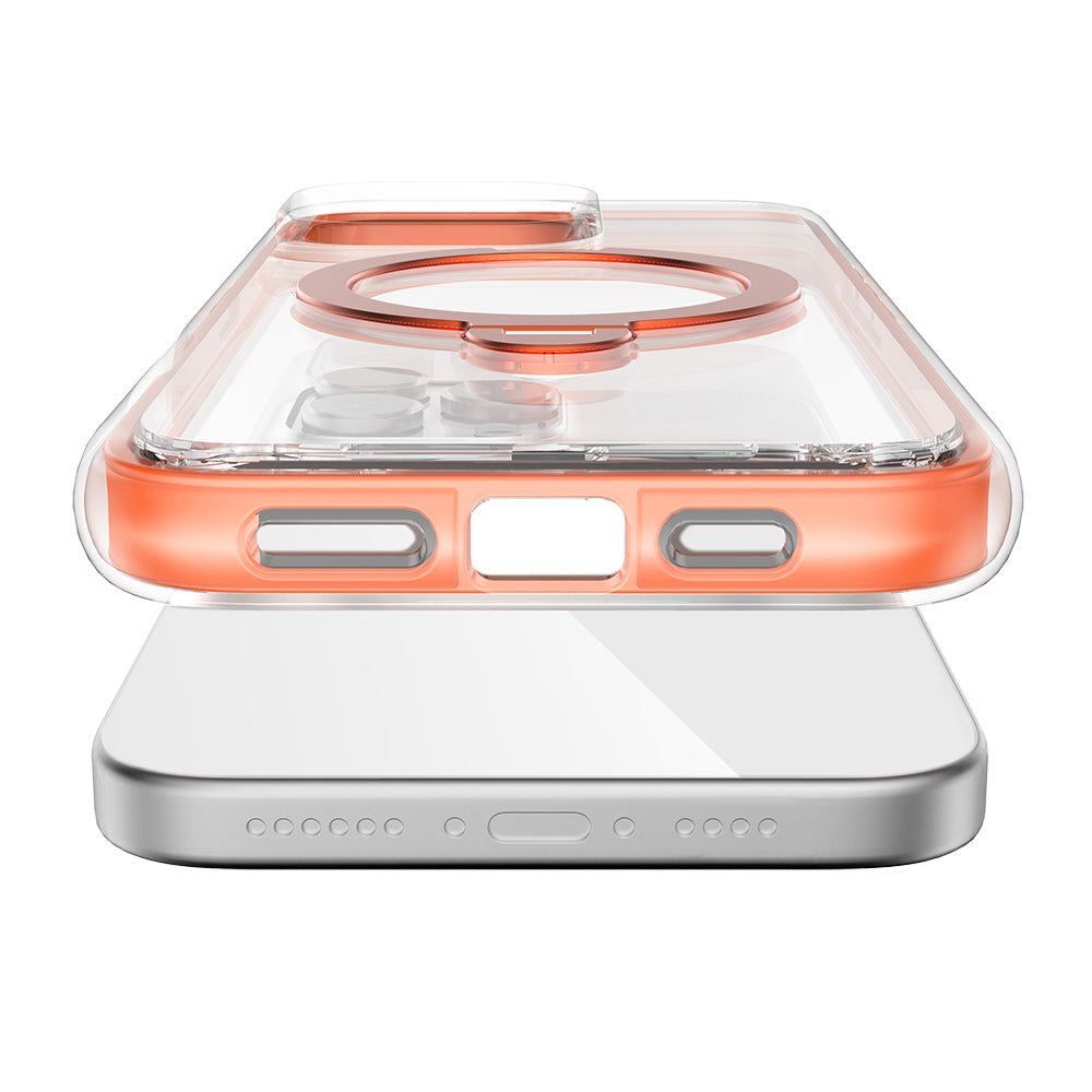 iPhone 16 Pro Max Kılıf Magsafe Şarj Özellikli Raptic AirJoy Serisi 360 Derece Dönebilen Standlı Kılıf Turuncu