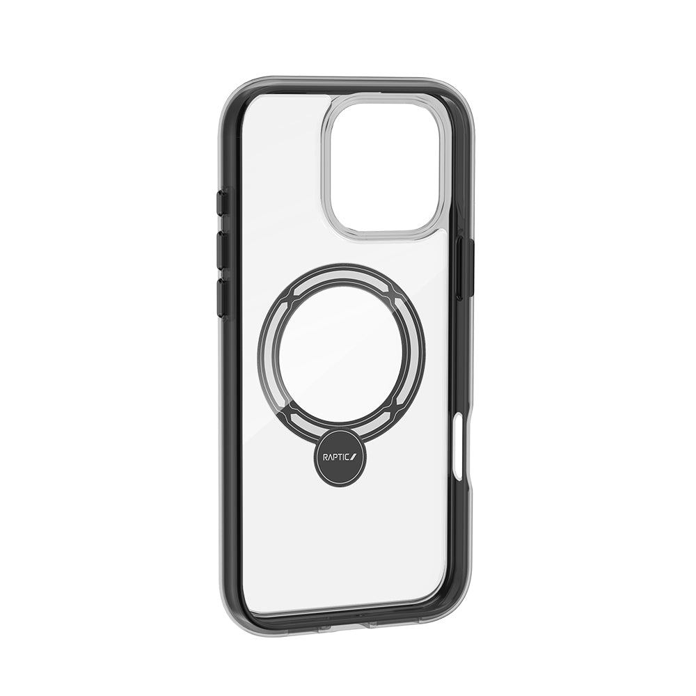 iPhone 16 Pro Max Kılıf Magsafe Şarj Özellikli Raptic AirJoy Serisi 360 Derece Dönebilen Standlı Kılıf Siyah-Gri