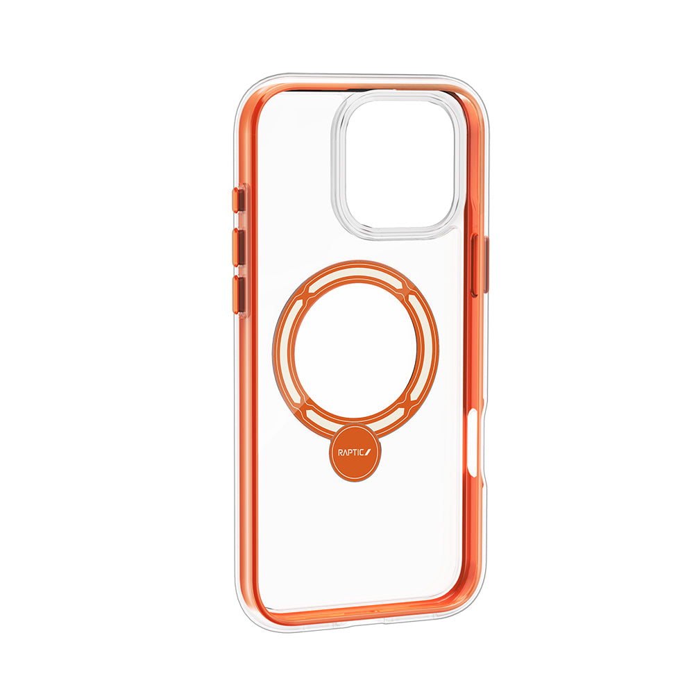 iPhone 16 Pro Max Kılıf Magsafe Şarj Özellikli Raptic AirJoy Serisi 360 Derece Dönebilen Standlı Kılıf Turuncu