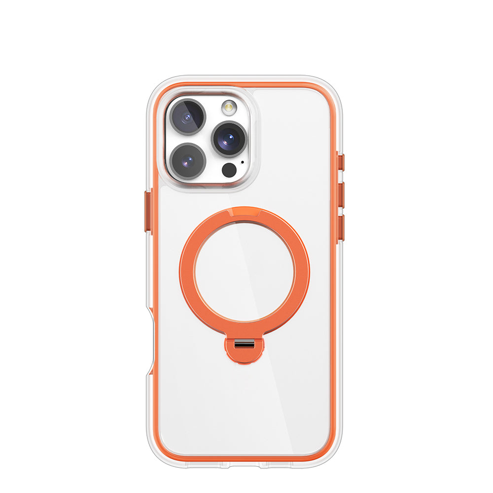 iPhone 16 Pro Max Kılıf Magsafe Şarj Özellikli Raptic AirJoy Serisi 360 Derece Dönebilen Standlı Kılıf Turuncu