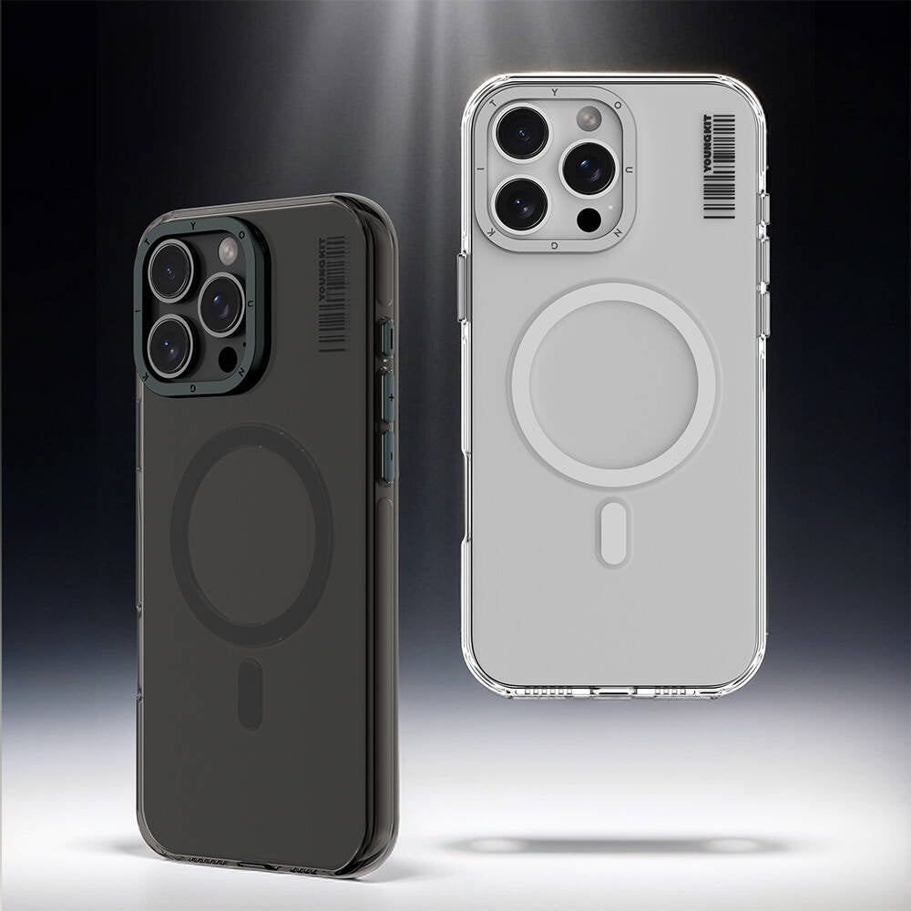 iPhone 16 Pro Max Kılıf Magsafe Şarj Özellikli Şeffaf Youngkit Crystal Shield Serisi Kılıf Siyah