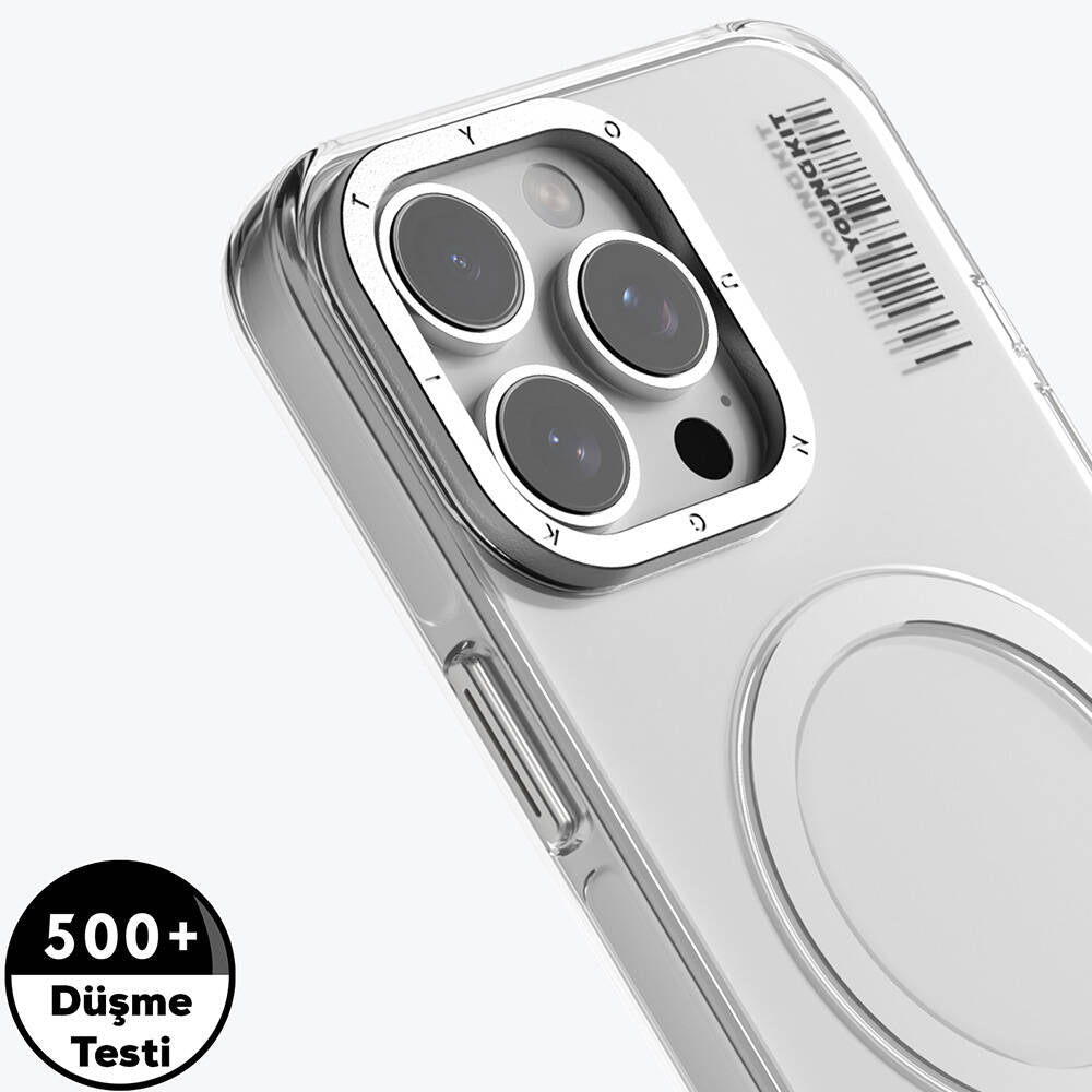 iPhone 16 Pro Max Kılıf Magsafe Şarj Özellikli Şeffaf Youngkit Crystal Shield Serisi Kılıf Siyah