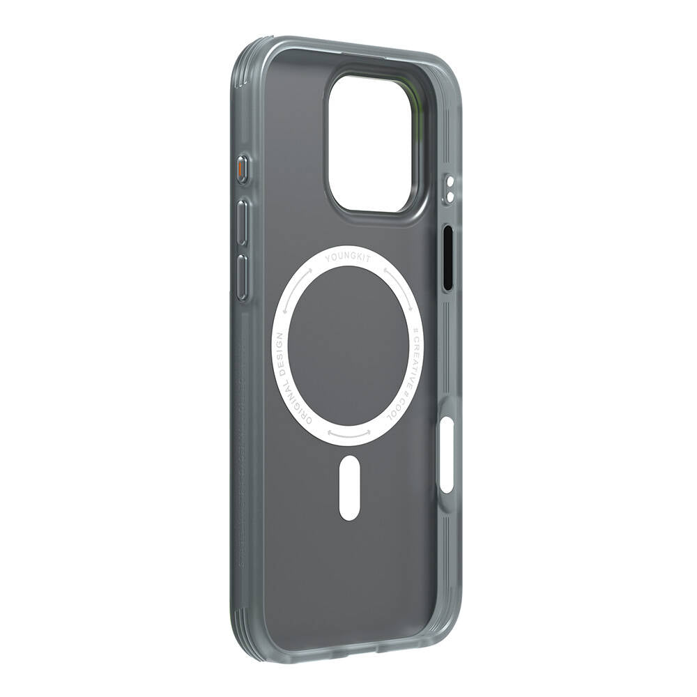 iPhone 16 Pro Max Kılıf Magsafe Şarj Özellikli Spor Tasarımlı Youngkit Dynamic Serisi Kılıf Beyaz-Siyah