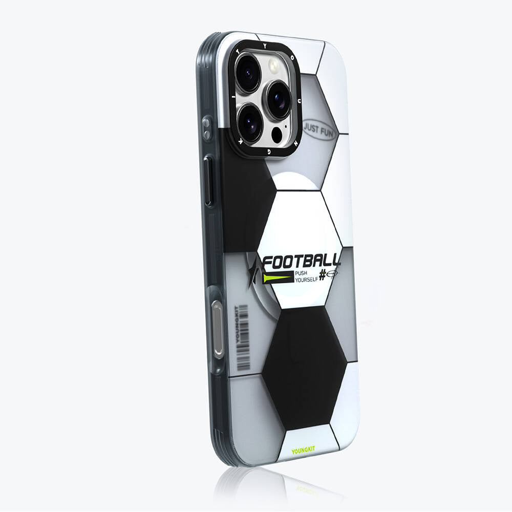 iPhone 16 Pro Max Kılıf Magsafe Şarj Özellikli Spor Tasarımlı Youngkit Dynamic Serisi Kılıf Beyaz-Siyah
