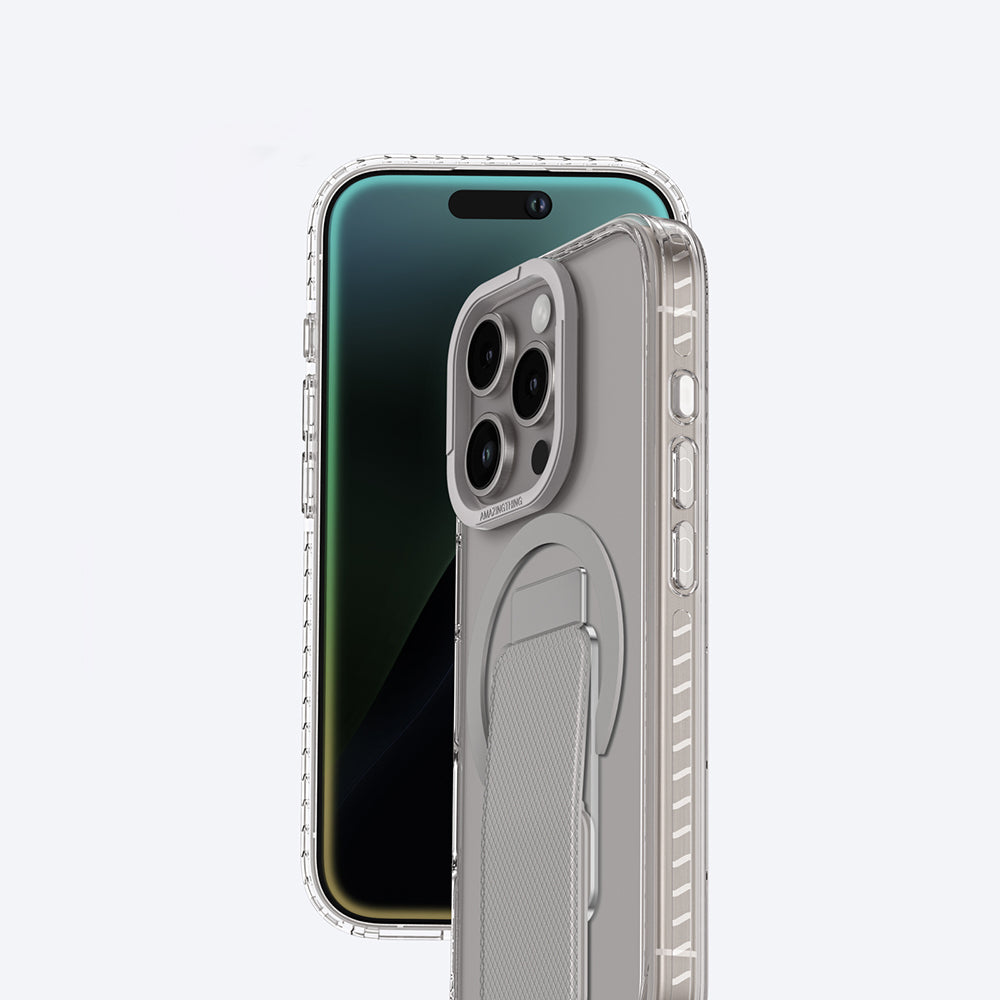 iPhone 16 Pro Max Kılıf Magsafe Şarj Özellikli Standlı Amazingthing Titan Pro Plus Kılıf Gri