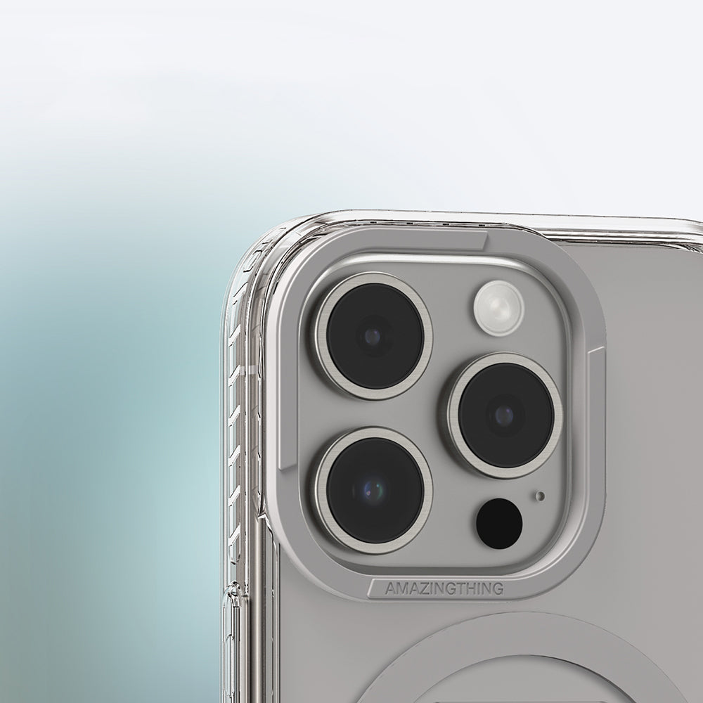 iPhone 16 Pro Max Kılıf Magsafe Şarj Özellikli Standlı Amazingthing Titan Pro Plus Kılıf Gri