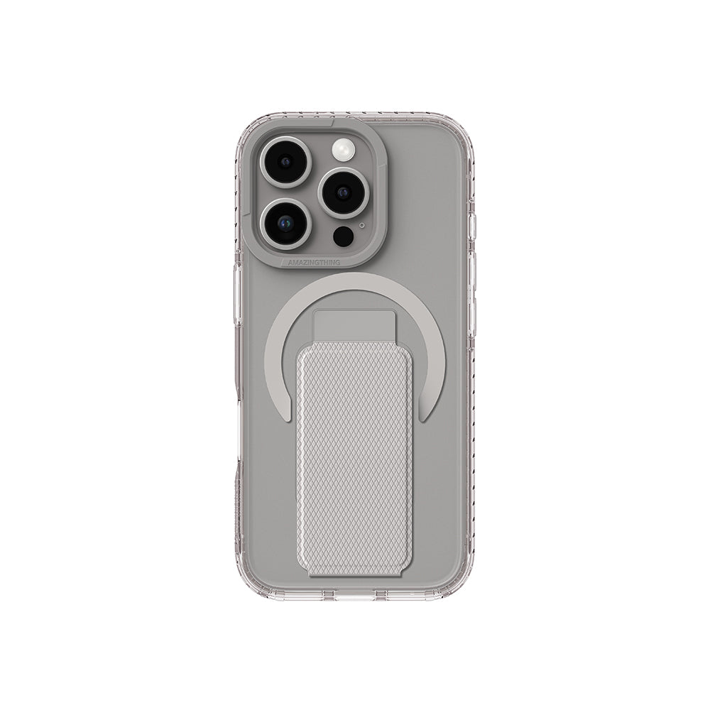 iPhone 16 Pro Max Kılıf Magsafe Şarj Özellikli Standlı Amazingthing Titan Pro Plus Kılıf Gri