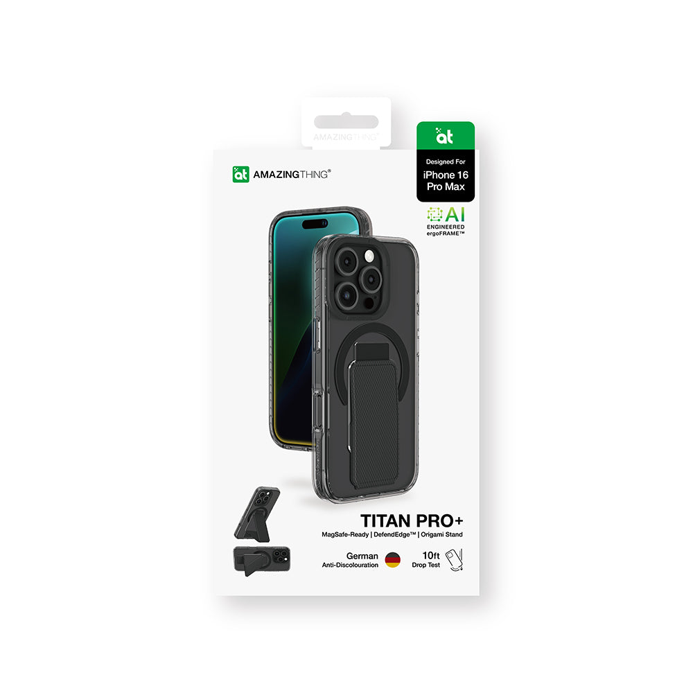iPhone 16 Pro Max Kılıf Magsafe Şarj Özellikli Standlı Amazingthing Titan Pro Plus Kılıf Siyah