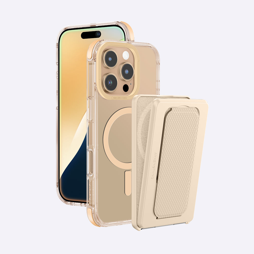 iPhone 16 Pro Max Kılıf Magsafe Şarj Özellikli Standlı Kartlıklı Set Amazingthing Omni Adventure Serisi Kılıf Rose Gold