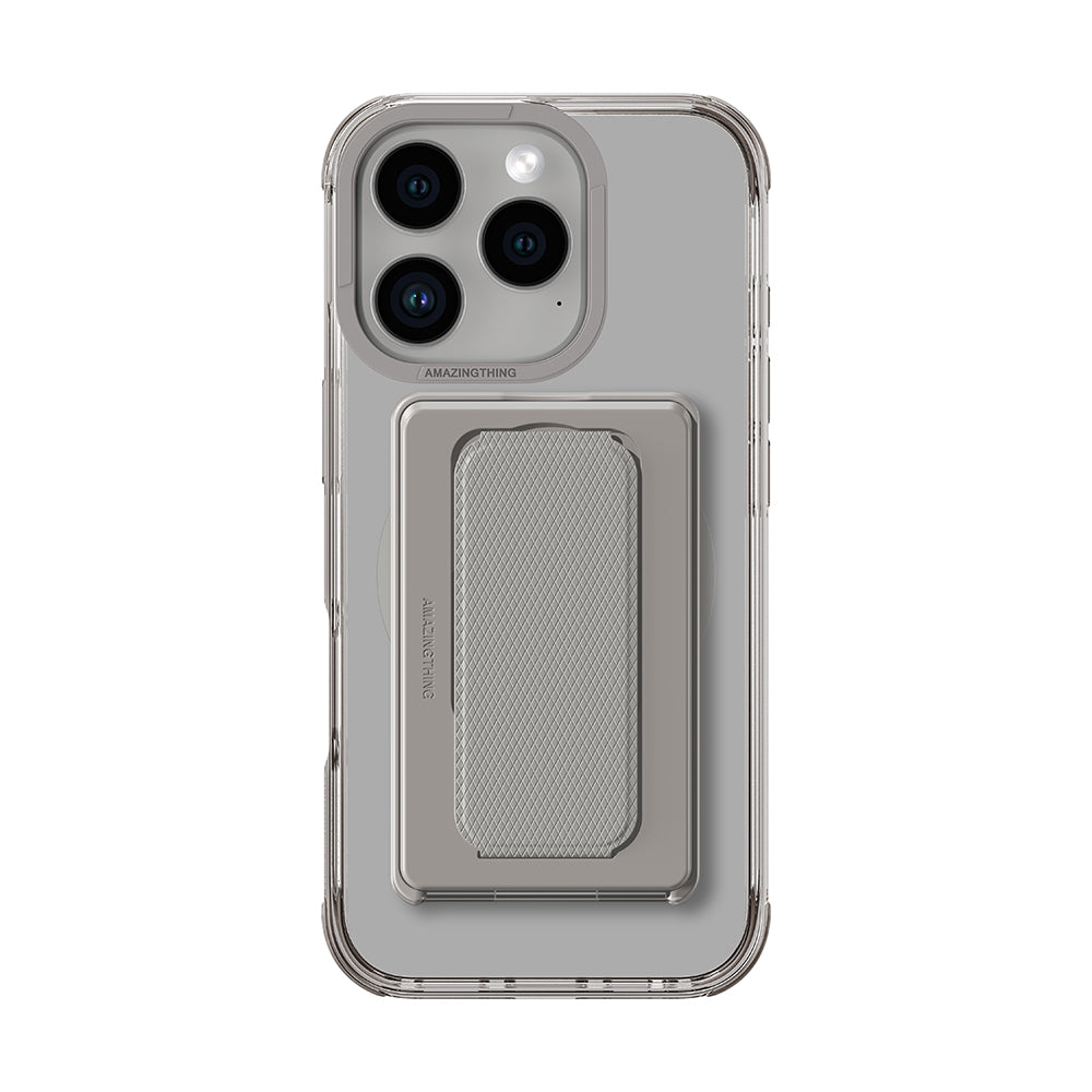iPhone 16 Pro Max Kılıf Magsafe Şarj Özellikli Standlı Kartlıklı Set Amazingthing Omni Adventure Serisi Kılıf Gri