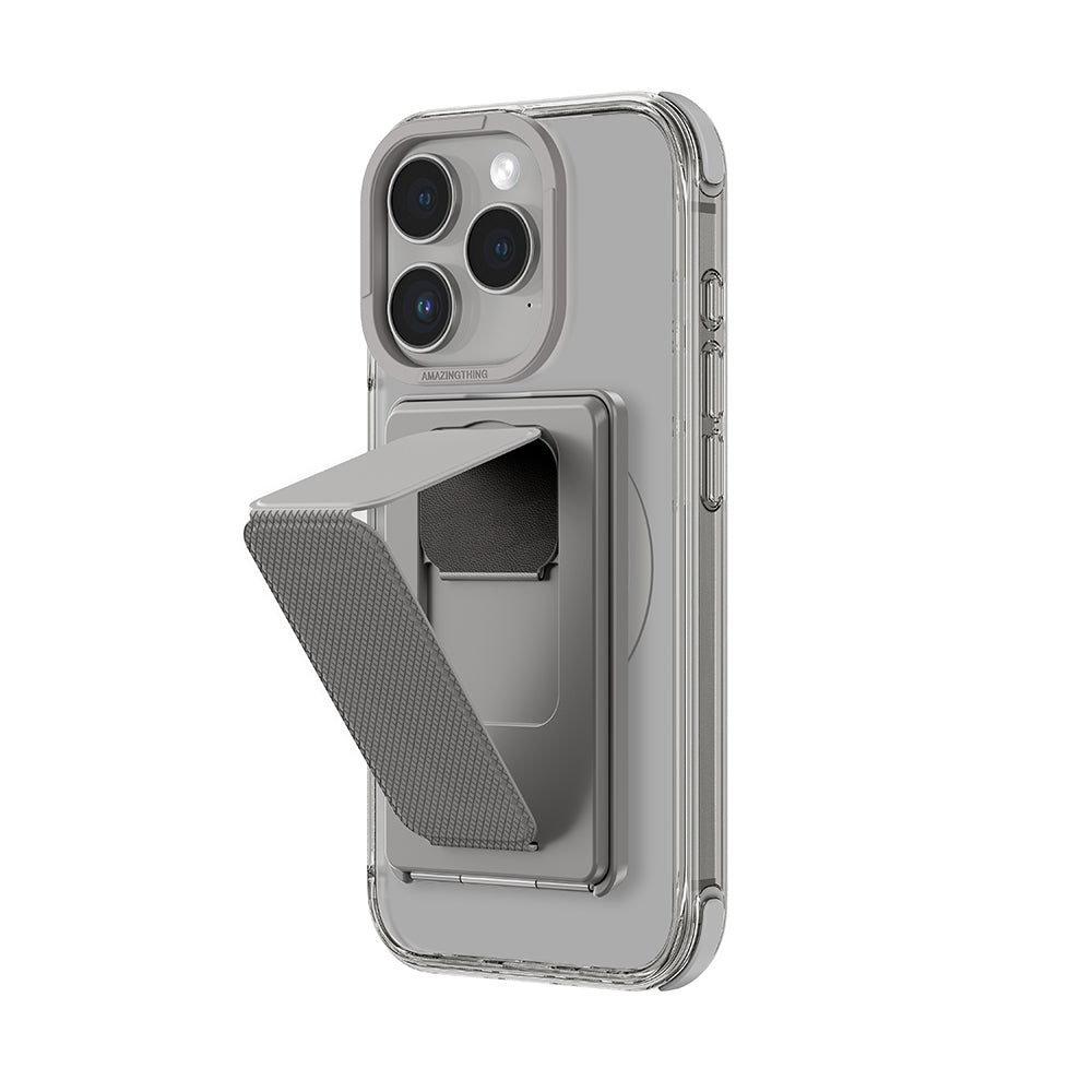 iPhone 16 Pro Max Kılıf Magsafe Şarj Özellikli Standlı Kartlıklı Set Amazingthing Omni Adventure Serisi Kılıf Gri