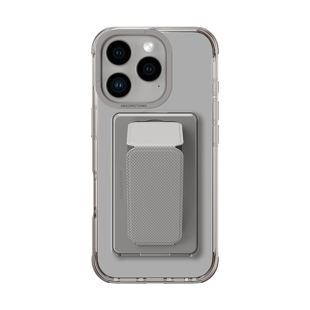iPhone 16 Pro Max Kılıf Magsafe Şarj Özellikli Standlı Kartlıklı Set Amazingthing Omni Adventure Serisi Kılıf Gri