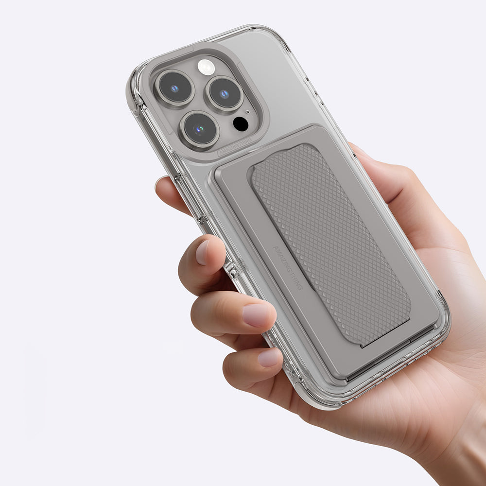 iPhone 16 Pro Max Kılıf Magsafe Şarj Özellikli Standlı Kartlıklı Set Amazingthing Omni Adventure Serisi Kılıf Gri