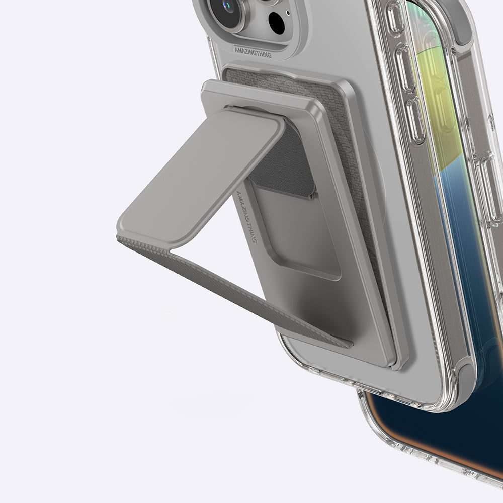 iPhone 16 Pro Max Kılıf Magsafe Şarj Özellikli Standlı Kartlıklı Set Amazingthing Omni Adventure Serisi Kılıf Gri