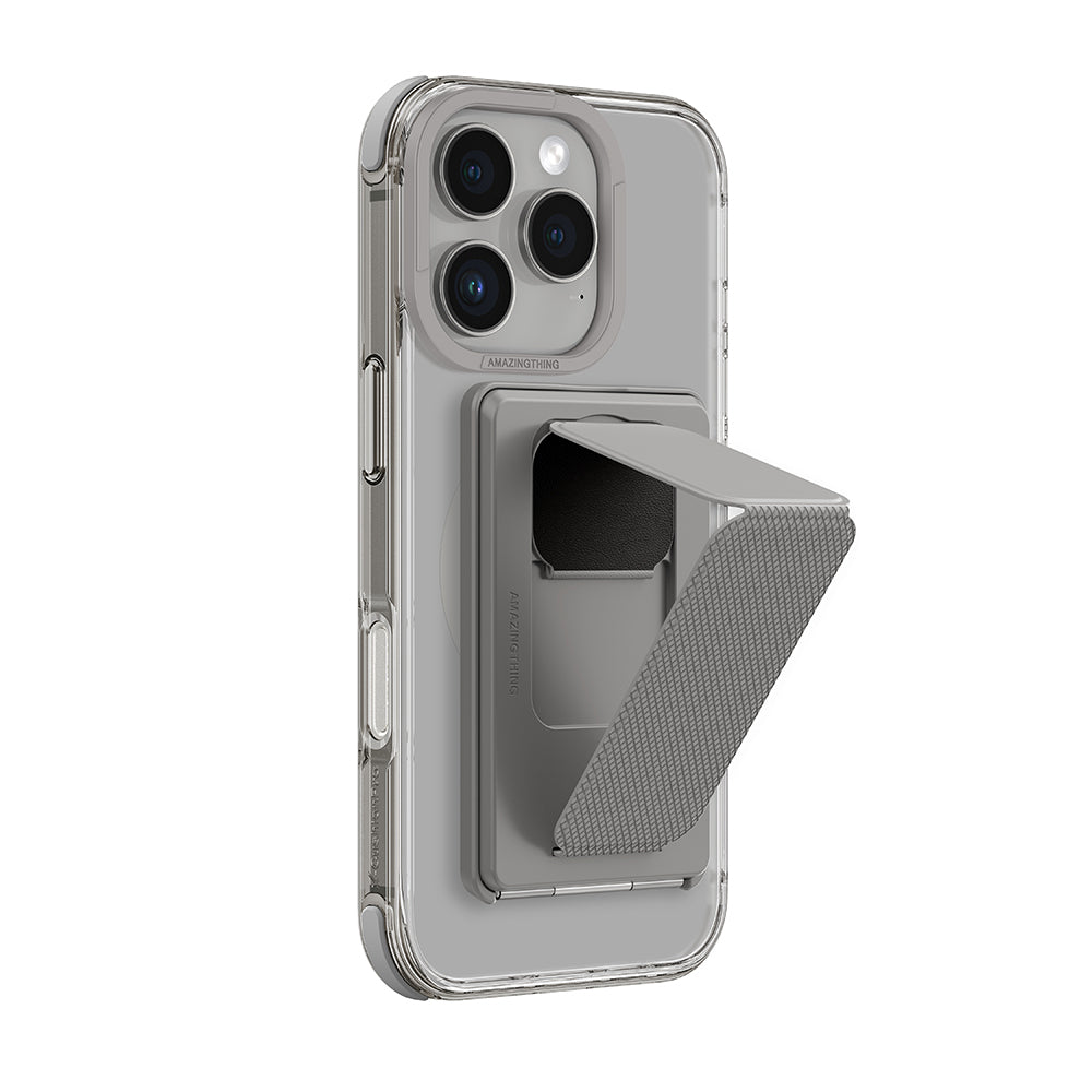 iPhone 16 Pro Max Kılıf Magsafe Şarj Özellikli Standlı Kartlıklı Set Amazingthing Omni Adventure Serisi Kılıf Gri