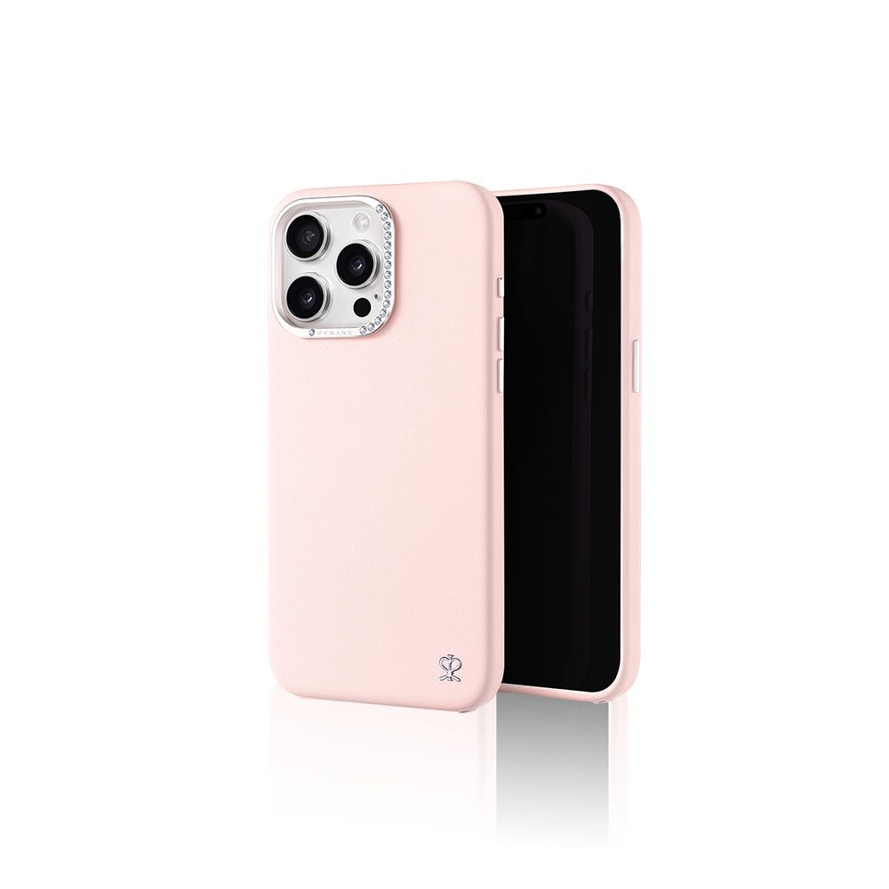 Apple iPhone 16 Pro Max Kılıf Magsafe Şarj Özellikli Suni Deri Tasarımlı Pynana Starry Serisi Kapak Pembe