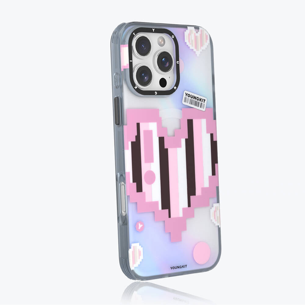 iPhone 16 Pro Max Kılıf Magsafe Şarj Özellikli Youngkit Love Serisi Kılıf Pembe