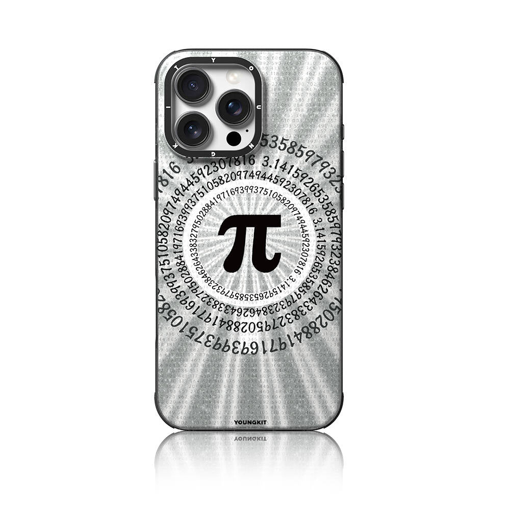 iPhone 16 Pro Max Kılıf Magsafe Şarj Özellikli Youngkit Mathematical Serisi Kılıf Gri