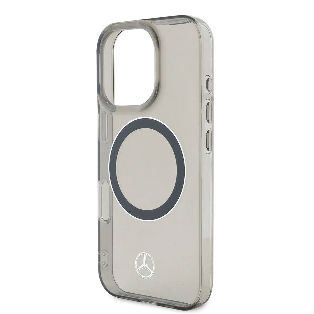 iPhone 16 Pro Max Kılıf Mercedes Benz Orjinal Lisanslı Magsafe Şarj Özellikli Saydam Yüzey Silver Ring Kılıf Siyah