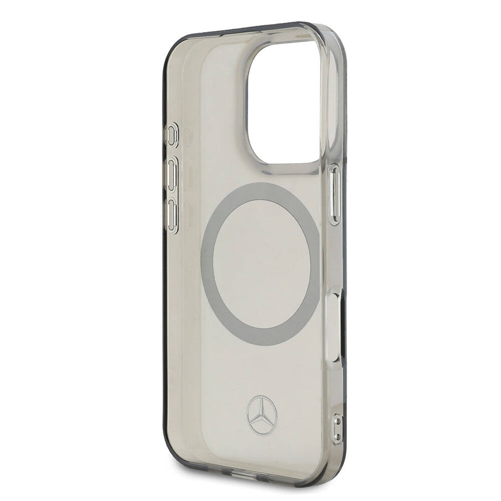 iPhone 16 Pro Max Kılıf Mercedes Benz Orjinal Lisanslı Magsafe Şarj Özellikli Saydam Yüzey Silver Ring Kılıf Siyah