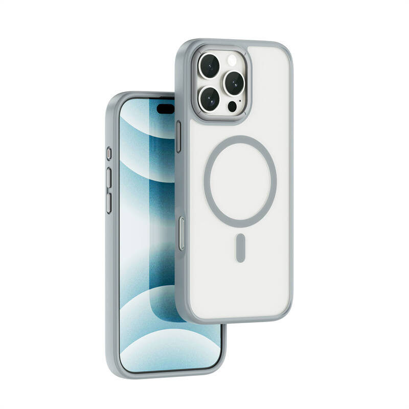 iPhone 16 Pro Max Kılıf Wiwu FGG-012 ArmorPro Serisi Magsafe Şarj Özellikli Parmak İzi Bırakmayan Kılıf Gri