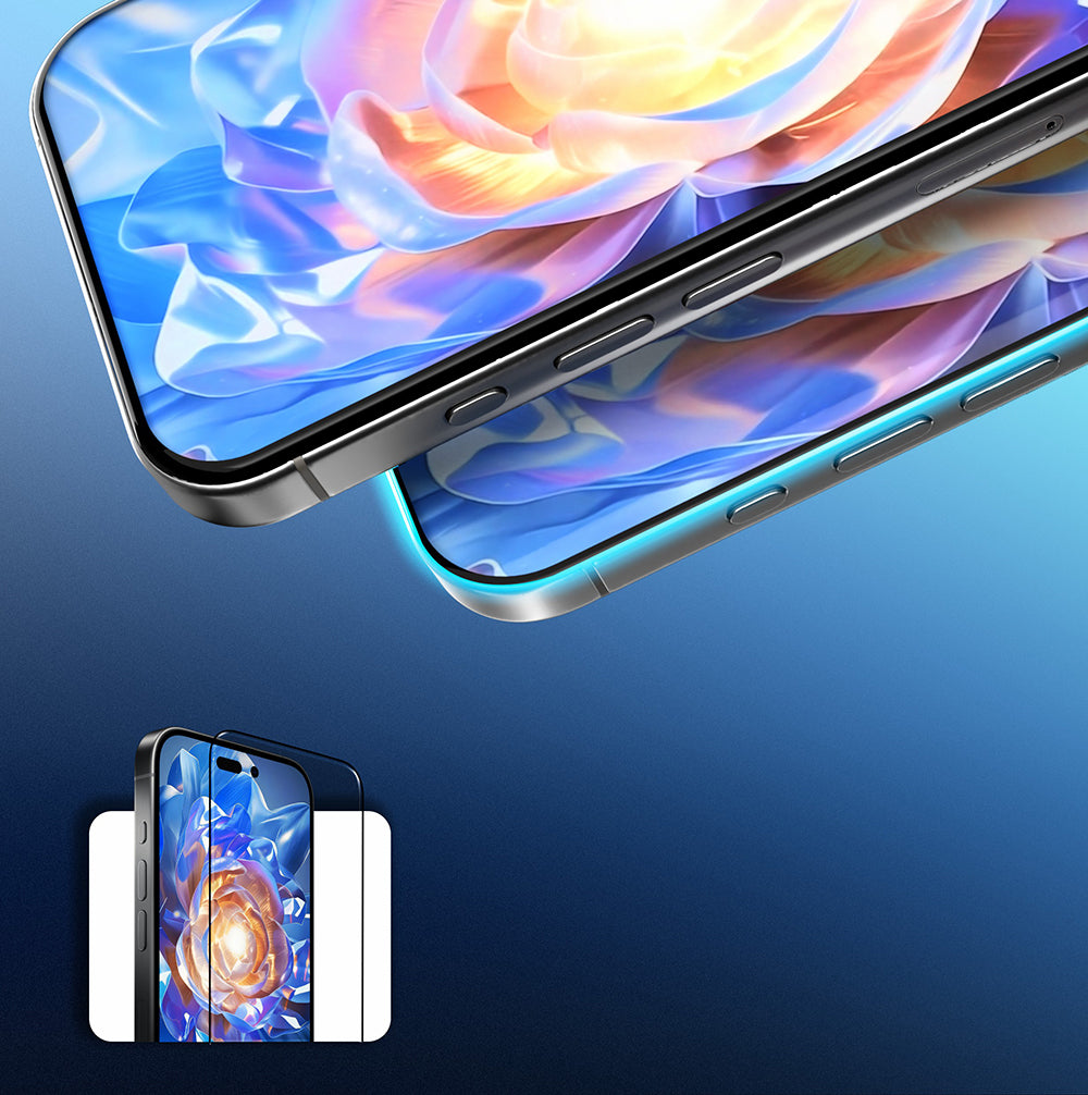 Apple iPhone 16 Pro Mohseven Pure Safir Coating HD 3D Glue Temperli Cam Ekran Koruyucu Şeffaf