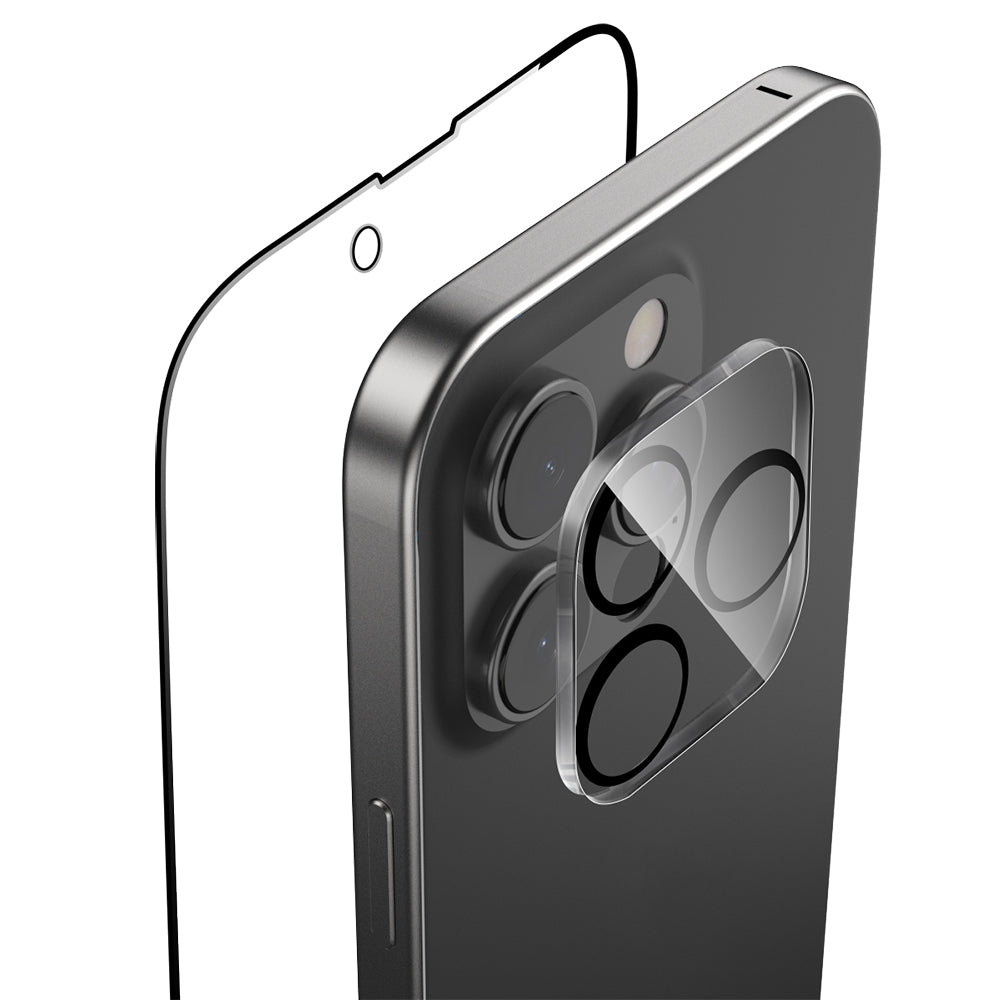 iPhone 16 Pro Raptic 2in1 Temperli Ekran Koruyucu + Lens Koruyucu Set Şeffaf