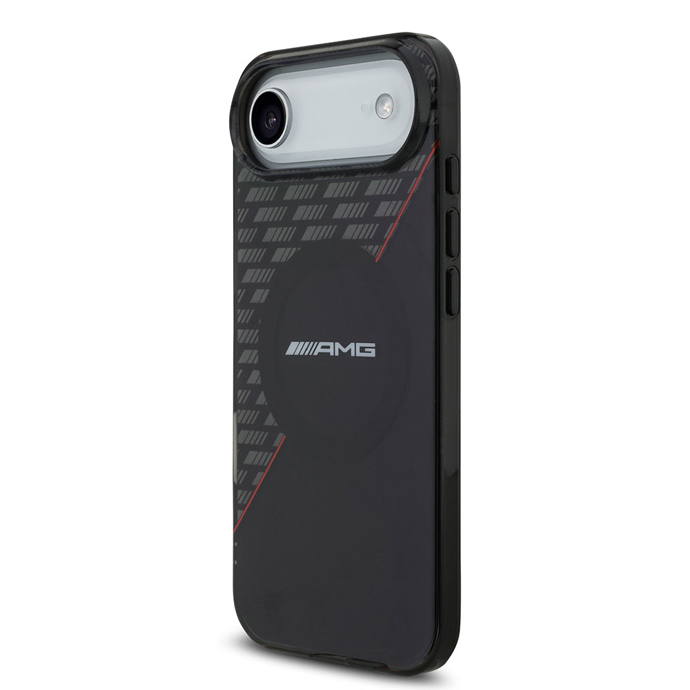 Apple iPhone 17 Air Kılıf AMG Orjinal Lisanslı M-safe Şarj Özellikli Çift Katmanlı Kırmızı Çapraz Çizgili Kapak Siyah-Kırmızı