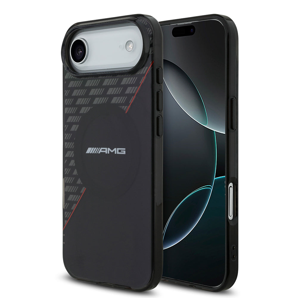 Apple iPhone 17 Air Kılıf AMG Orjinal Lisanslı M-safe Şarj Özellikli Çift Katmanlı Kırmızı Çapraz Çizgili Kapak Siyah-Kırmızı
