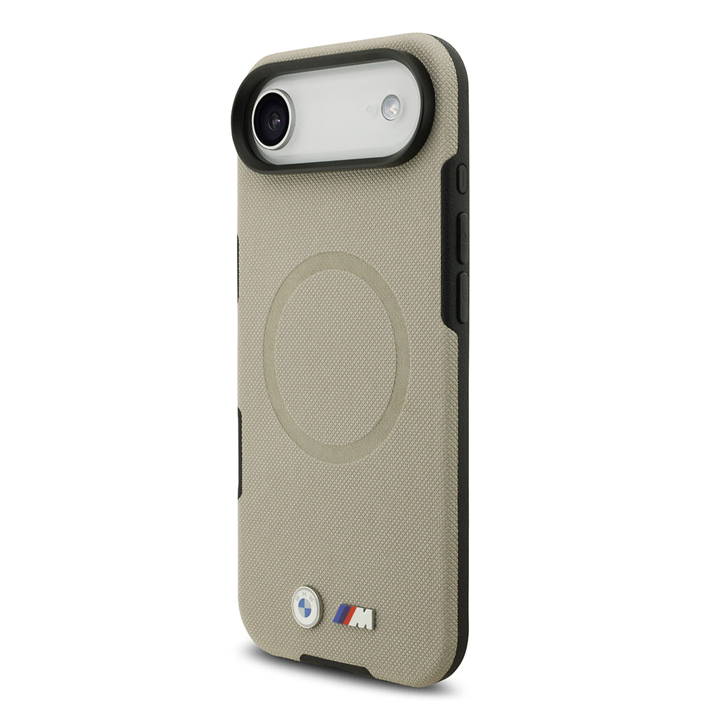 Apple iPhone 17 Air Kılıf BMW Orjinal Lisanslı M-safe Şarj Özellikli Metal Logolu Delikli M Dizayn Deri Kapak Gri
