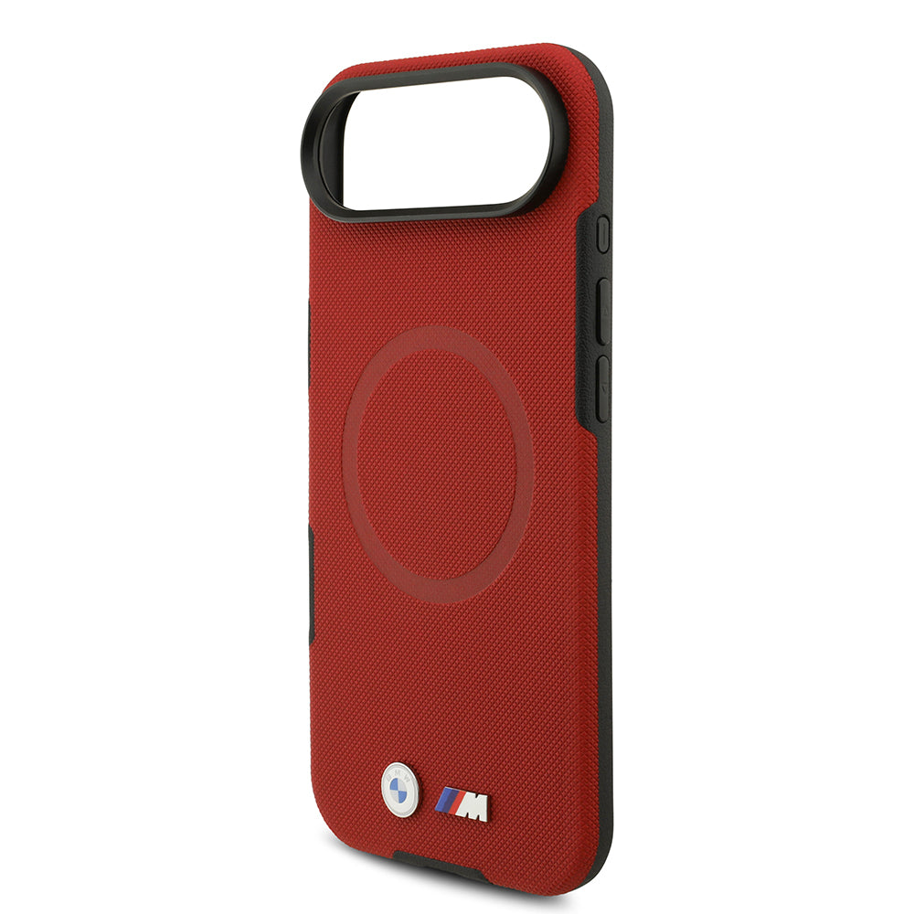 Apple iPhone 17 Air Kılıf BMW Orjinal Lisanslı M-safe Şarj Özellikli Metal Logolu Delikli M Dizayn Deri Kapak Kırmızı