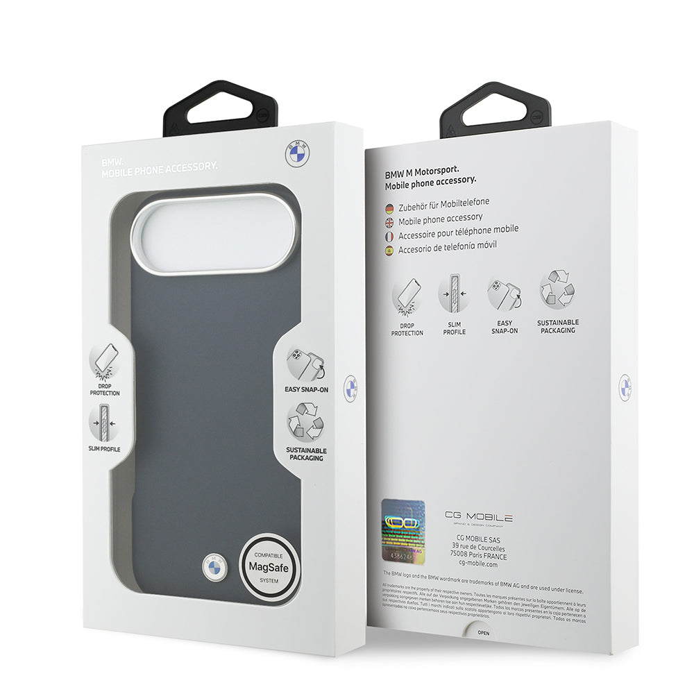 Apple iPhone 17 Air Kılıf BMW Orjinal Lisanslı M-safe Şarj Özellikli Metal Logolu Tam Kaplama Deri Kapak Lacivert