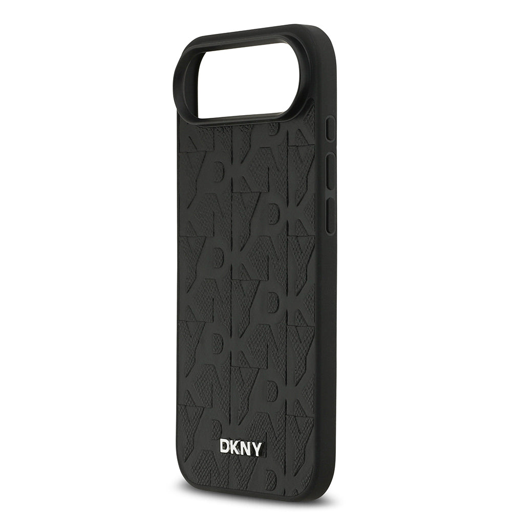 Apple iPhone 17 Air Kılıf DKNY Orjinal Lisanslı M-safe Şarj Özellikli 3D Yazılı Grid Pattern Kapak Siyah