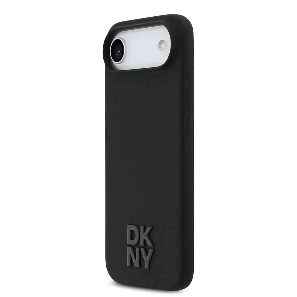Apple iPhone 17 Air Kılıf DKNY Orjinal Lisanslı M-safe Şarj Özellikli Metal Logolu Silikon Kapak Siyah