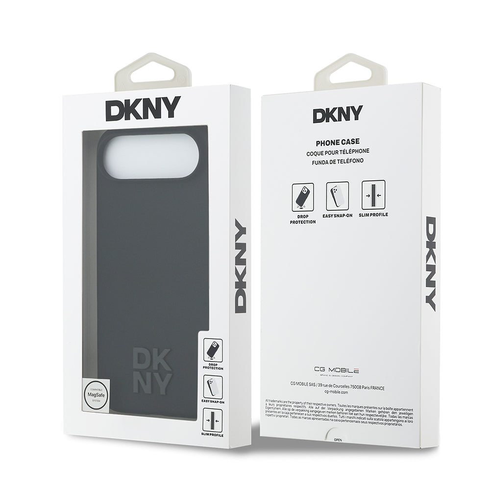 Apple iPhone 17 Air Kılıf DKNY Orjinal Lisanslı M-safe Şarj Özellikli Metal Logolu Silikon Kapak Siyah