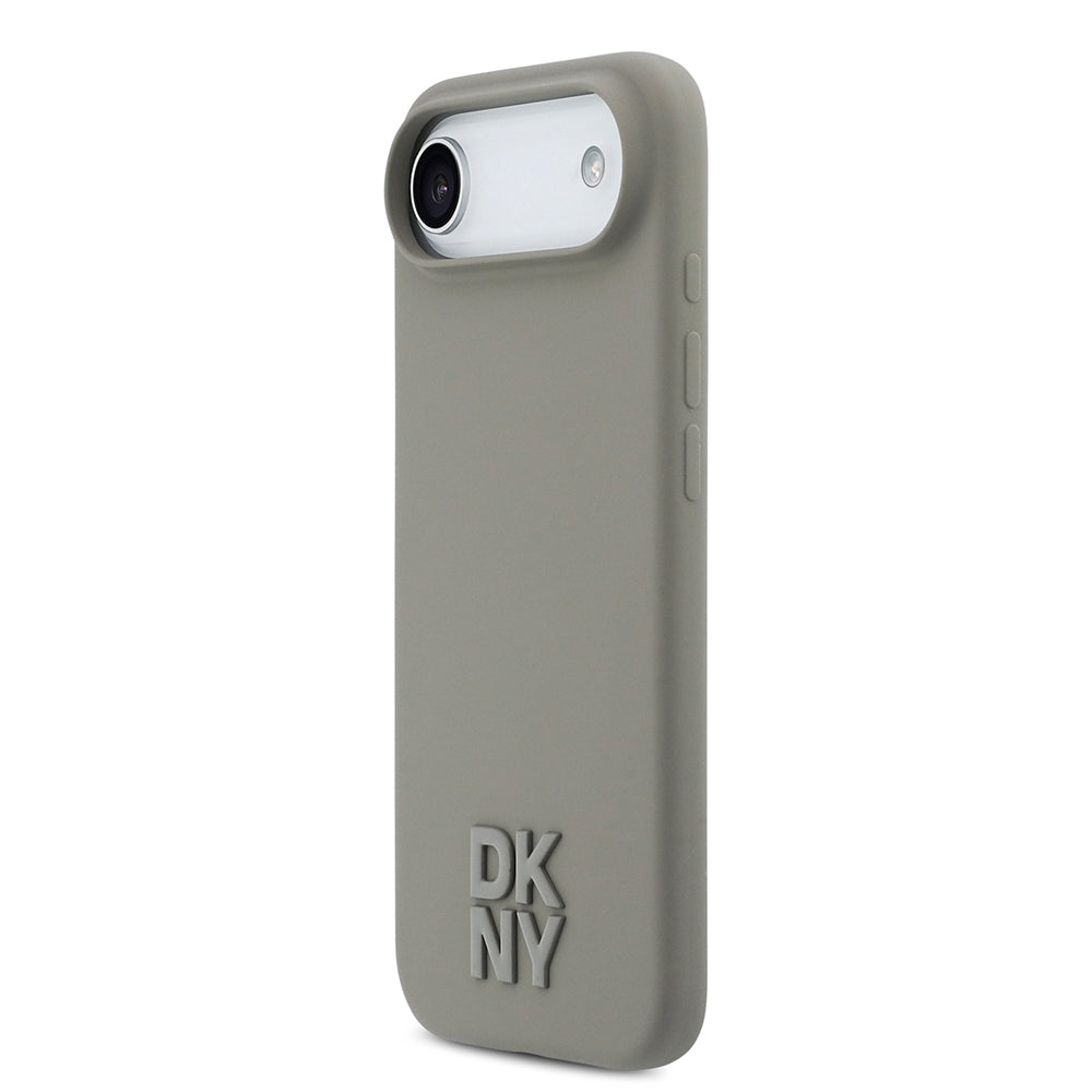 Apple iPhone 17 Air Kılıf DKNY Orjinal Lisanslı M-safe Şarj Özellikli Metal Logolu Silikon Kapak Bej