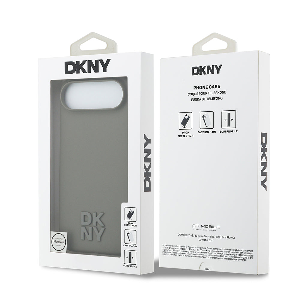 Apple iPhone 17 Air Kılıf DKNY Orjinal Lisanslı M-safe Şarj Özellikli Metal Logolu Silikon Kapak Bej