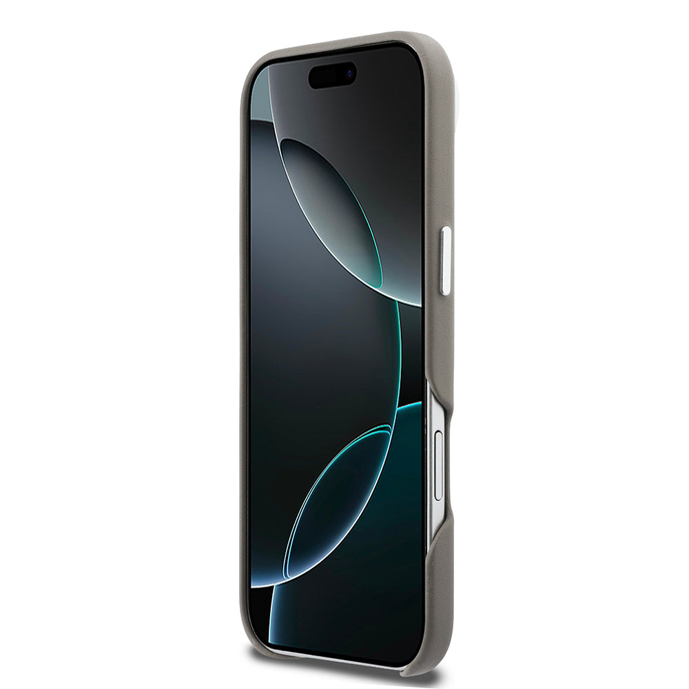 Apple iPhone 17 Air Kılıf DKNY Orjinal Lisanslı M-safe Şarj Özellikli PU Büyük Dikey Logolu Kapak Bej