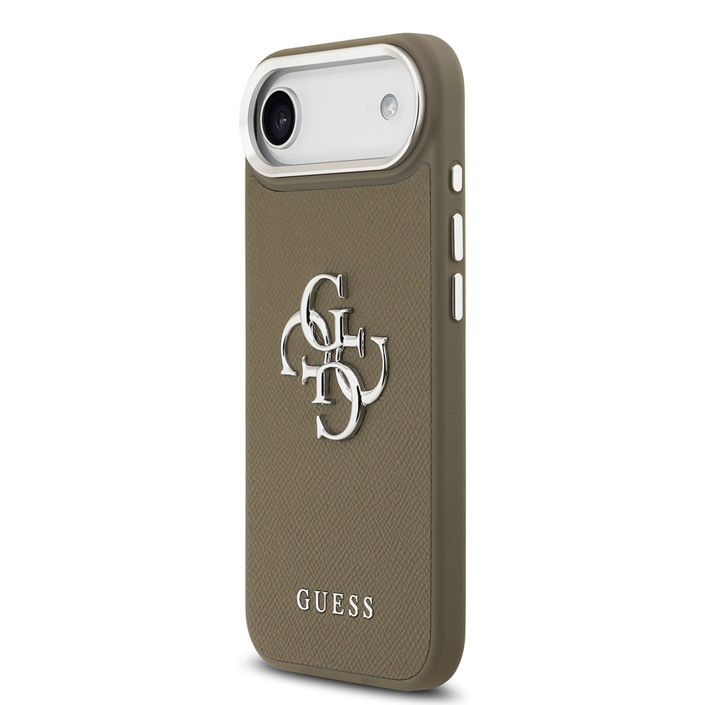 Apple iPhone 17 Air Kılıf Guess Orjinal Lisanslı Grained 4G Metal Büyük Logolu Kapak Kahverengi