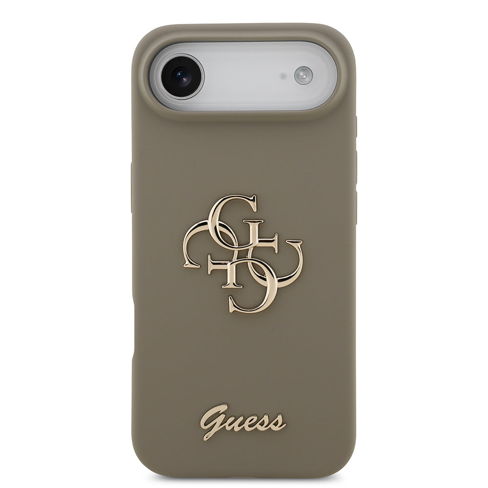 Apple iPhone 17 Air Kılıf Guess Orjinal Lisanslı Grained Yazı Logolu Kapak Kahverengi