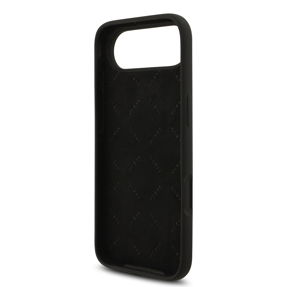 Apple iPhone 17 Air Kılıf Guess Orjinal Lisanslı Grained Yazı Logolu Kapak Siyah
