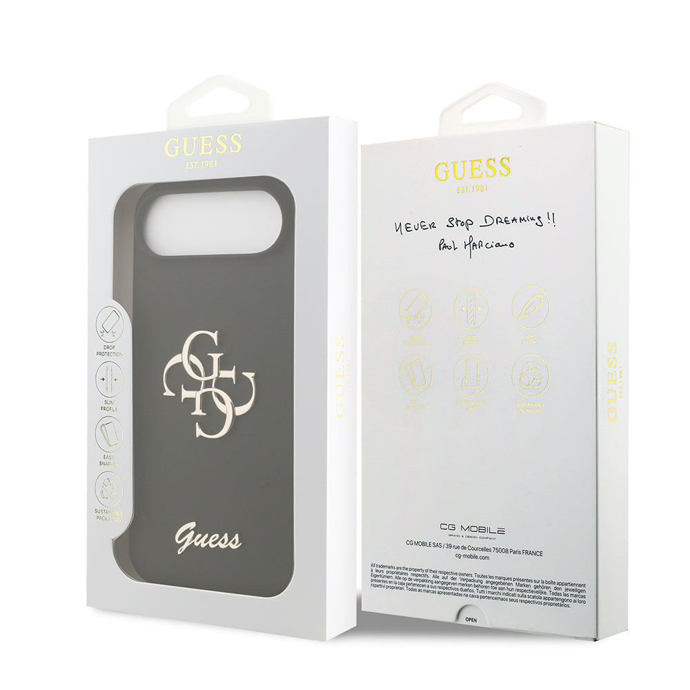 Apple iPhone 17 Air Kılıf Guess Orjinal Lisanslı Grained Yazı Logolu Kapak Siyah