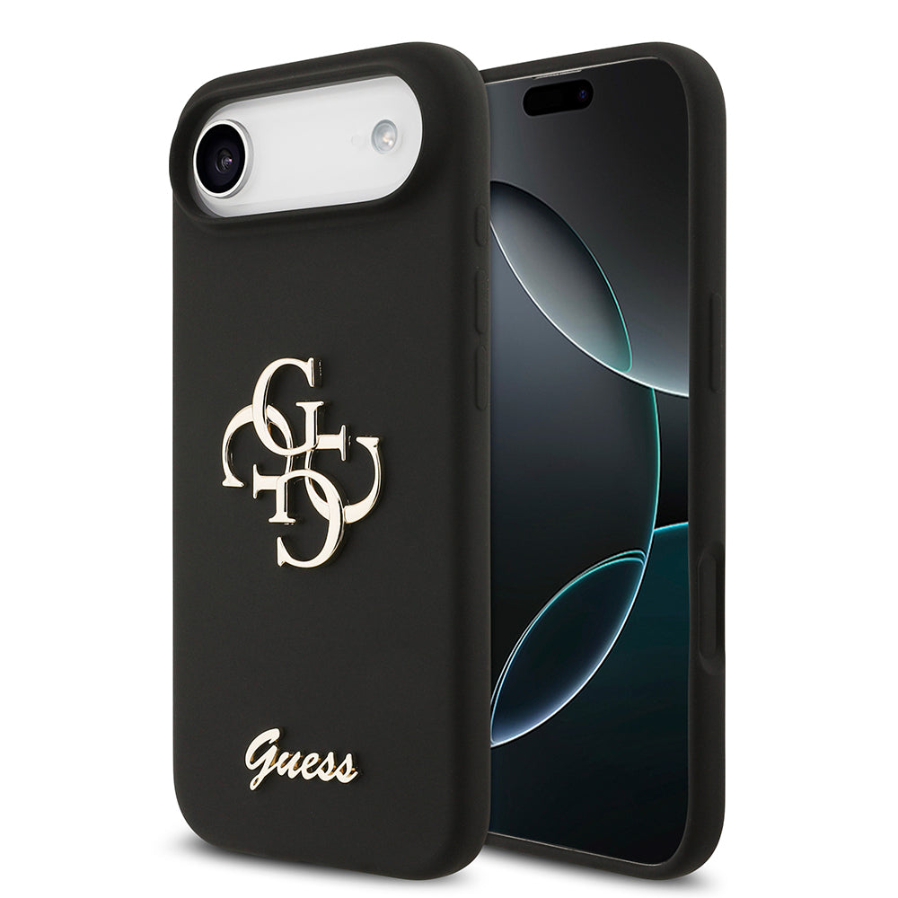 Apple iPhone 17 Air Kılıf Guess Orjinal Lisanslı Grained Yazı Logolu Kapak Siyah