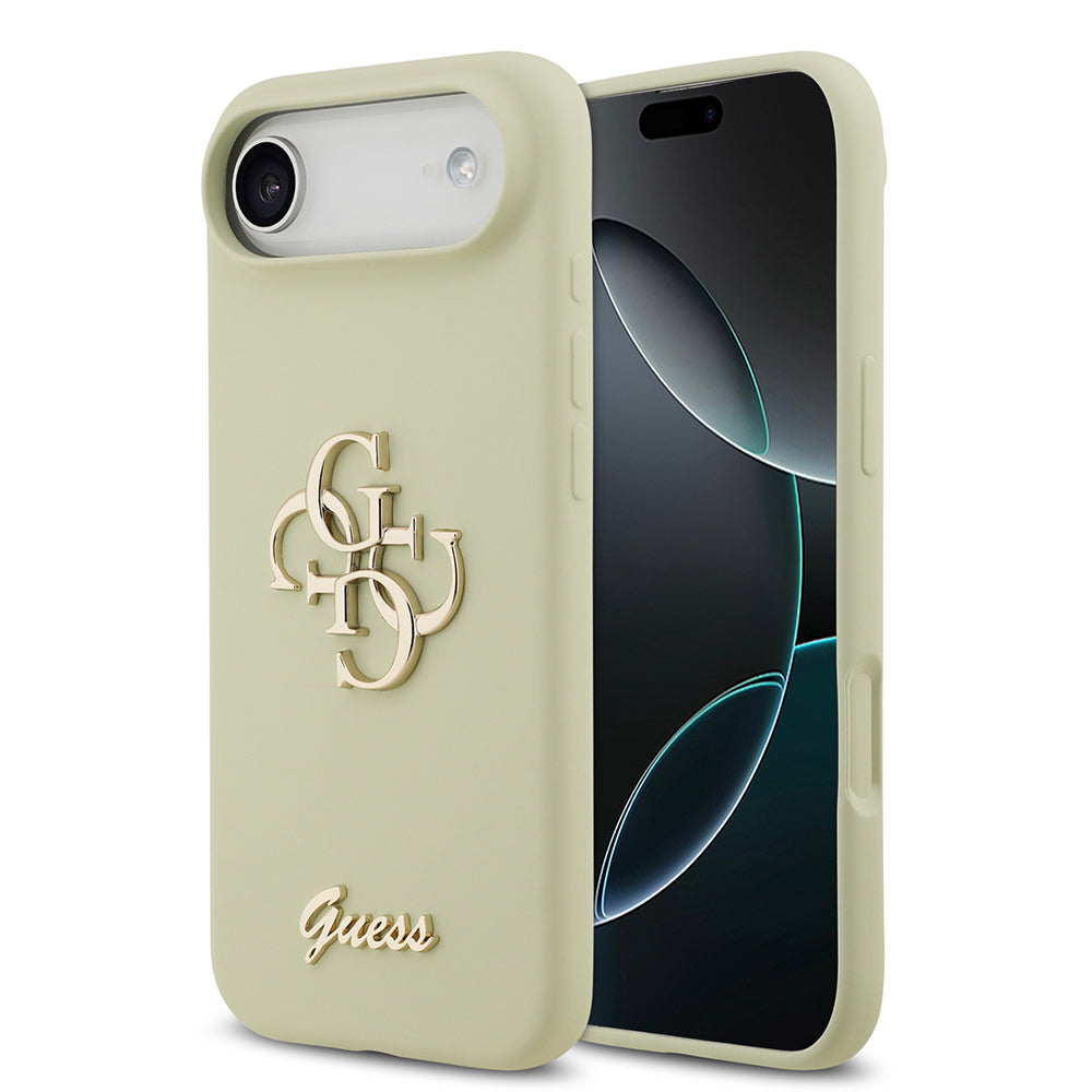 Apple iPhone 17 Air Kılıf Guess Orjinal Lisanslı Grained Yazı Logolu Kapak Yeşil