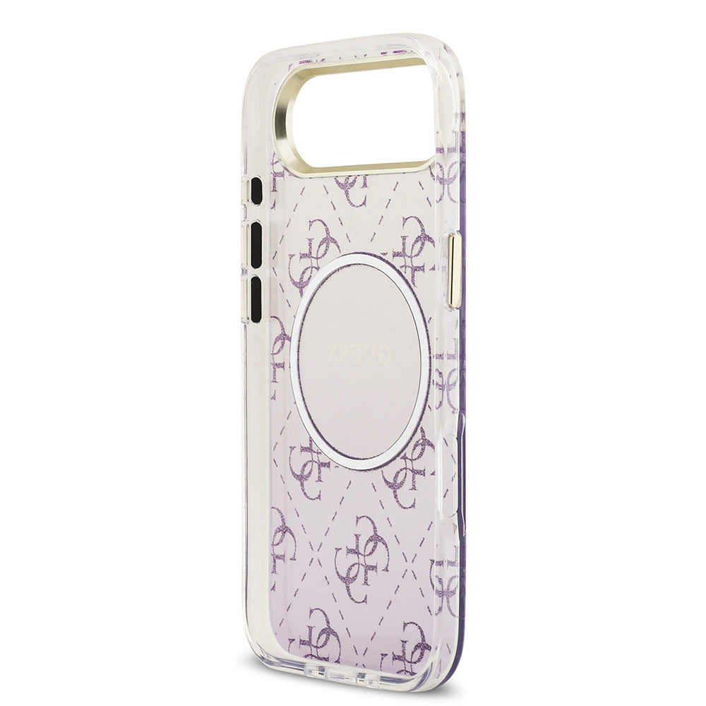 Apple iPhone 17 Air Kılıf Guess Orjinal Lisanslı M-safe Şarj Özellikli 4G Desenli Simli Silikon Kapak Mor