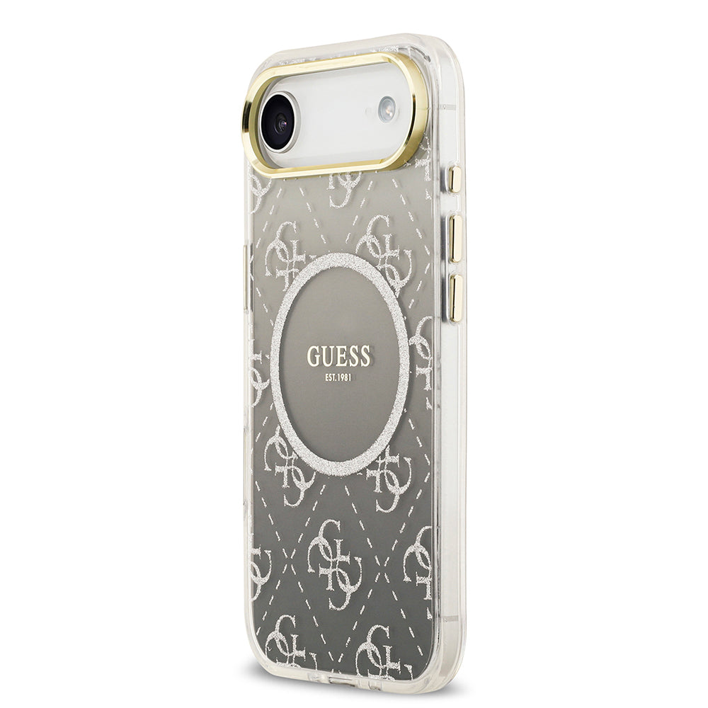 Apple iPhone 17 Air Kılıf Guess Orjinal Lisanslı M-safe Şarj Özellikli 4G Desenli Simli Silikon Kapak Gri
